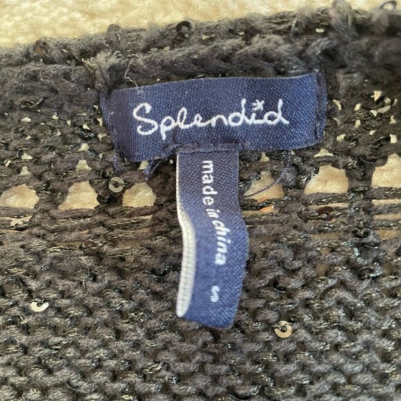 Splendid - Black knit sweater wrap with small sequins Women's size small - Picture 6 of 6